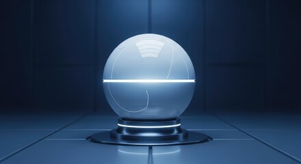 Intriguing Sci-Fi Food Capsule on Metallic Plinth in Sterile Futuristic Environment