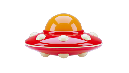 Red Toy UFO Isolated on White Background