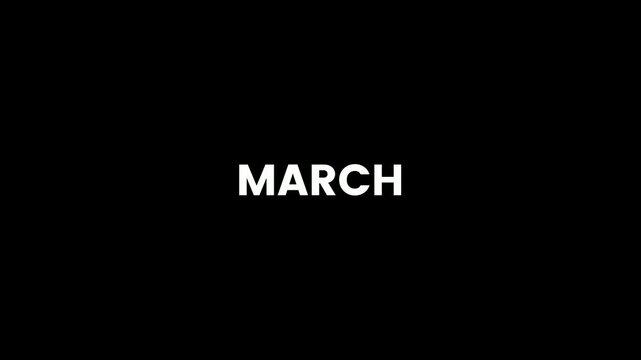  March Month Text Overlay Animation Pack. Clean Typography. Transparent Background. 4K. - Powered by Adobe