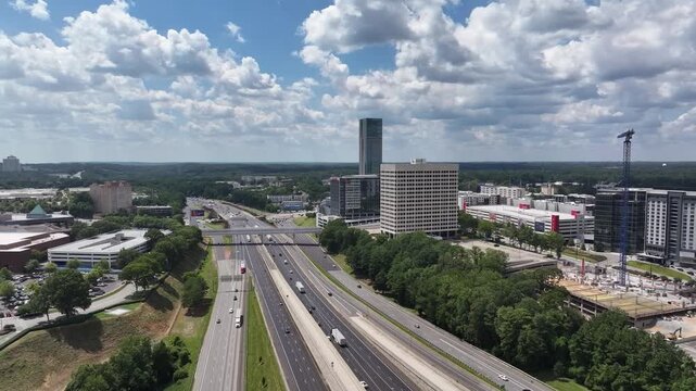 The Perimeter, Interstate 285 freeway and Interstate 75 express toll road, Atlanta, Georgia, Aerial
