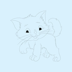 Adorable cartoon kitten outline drawing perfect for coloring books children's activities and sweet playful pet themed designs needing simple line art