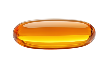 Golden softgel capsule isolated for supplement use
