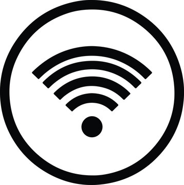 Vector Black Wi-Fi connection icon in a circular frame silhouette Illustration