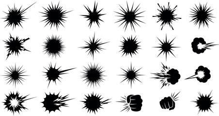 Collection of abstract black and white shapes