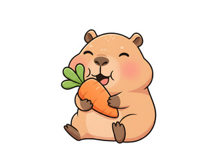 Cute Capybara Eating Carrot Animated Sticker