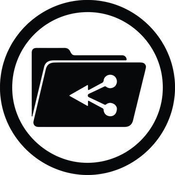Vector file folder share data transfer connection network glyph silhouette Illustration