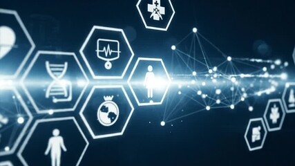 Digital Healthcare Technology and Medical Icons Network. - Powered by Adobe