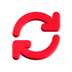 reset/refresh 3d rendering icon red color