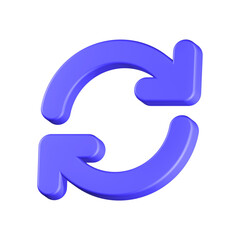 reset/refresh 3d rendering icon blue color