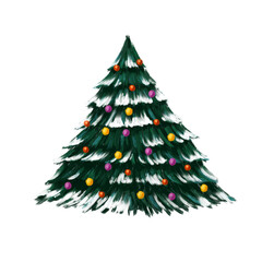 Christmas Tree with Snow and Lights