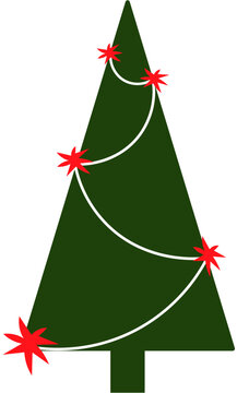 Simple Cute Chrismas Tree With Abstract Red Stars Lamp