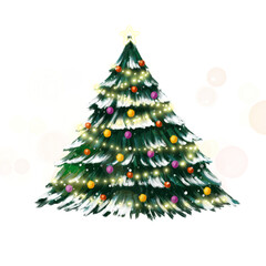 Christmas Tree with Snow and Lights