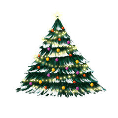 Christmas Tree with Snow and Lights