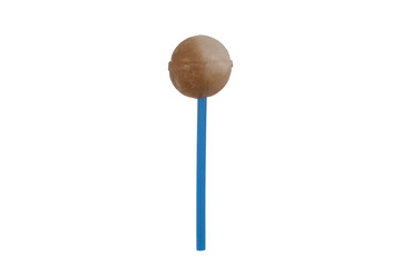 Lollipop isolated on white background. Round shaped sweet lollipop. Hard candy on a stick isolated