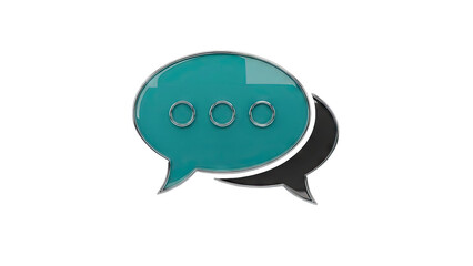 Chat Bubble Icon with Silver Outline on White
