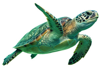 Green sea turtle isolated on a transparent background 