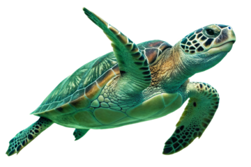 Green sea turtle isolated on a transparent background 