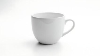 White ceramic coffee mug with handle on right side