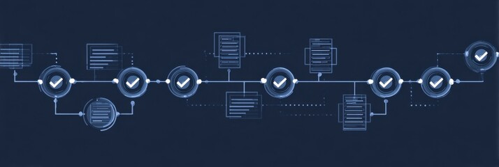A clean structured diagram documenting policy motion monitoring networks approval tracking profile charts management system hubs and a progressive checklist