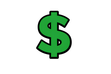 Obraz premium Green Dollar Sign Symbol Isolated on Black Background, Simple Financial Currency Icon