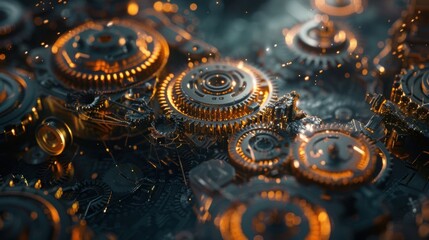 Gears Connecting, Abstract, Industrial background, mechanics