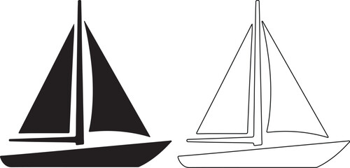 Black and white sailboat vector illustration with two sailboats