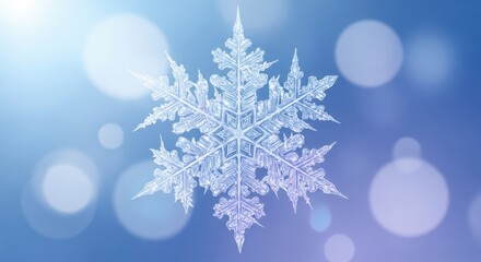 Crystalline Snowflake Macro Detail Against A Blue Bokeh Background