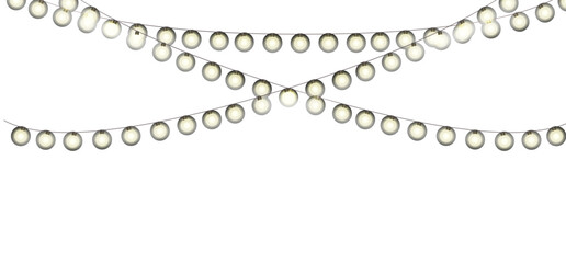 Warm Glowing Festive String Lights Background with Golden Fairy Bulbs, Soft Bokeh Sparkles, Hanging Garlands and Bright Holiday Party Illumination Design