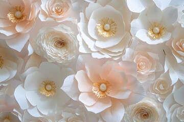 Decorative paper flowers pastel tones artistic floral wallpaper high resolution picture