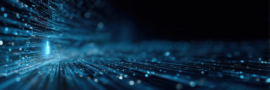 A digital environment with abstract lines representing information mapping where access permission and policy alignment enable secure software based login