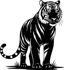 Obraz premium Black and White Tiger Illustration 2.
