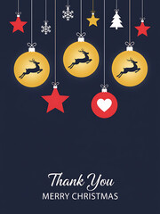 thank you christmas greeting card with decorative christmas balls vector illustration, Christmas / Holiday Greeting & Decoration