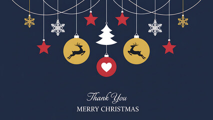 thank you christmas greeting card with decorative christmas balls vector illustration, Christmas / Holiday Greeting & Decoration