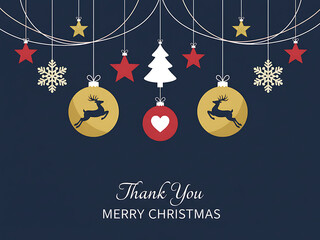 thank you christmas greeting card with decorative christmas balls vector illustration, Christmas / Holiday Greeting & Decoration