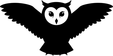 Black Owl Silhouette Flying Bird.