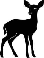Black Silhouette Deer Standing Alone.