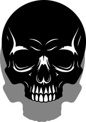 Black Skull with Horns Illustration.