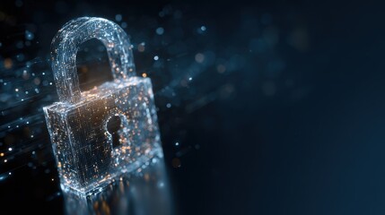 A floating hologram illustrating information security as access points adapt to permission verification and policy protocols inside robust secure software during login