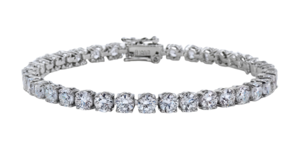 Diamond tennis bracelet with secure clasp isolated in high resolution png style and transparent background feel, sparkling luxury jewelry cutout ideal for bridal designs, ecommerce listings, stickers