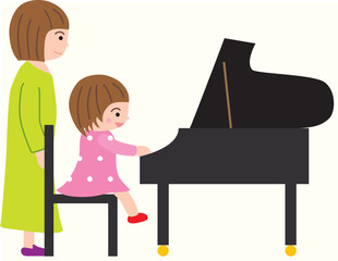 ピアノを弾く女の子と先生