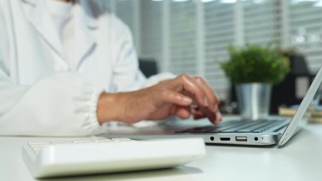 Doctors use a service fee calculator to save money on health insurance, drug cost concepts.