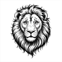 Majestic Lion Head Illustration - Vintage Hand Drawn Engraving Style