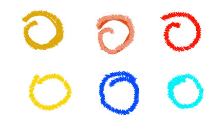 Hand-drawn brush circle shapes on transparent background for abstract design accents, highlights, and creative decoration	