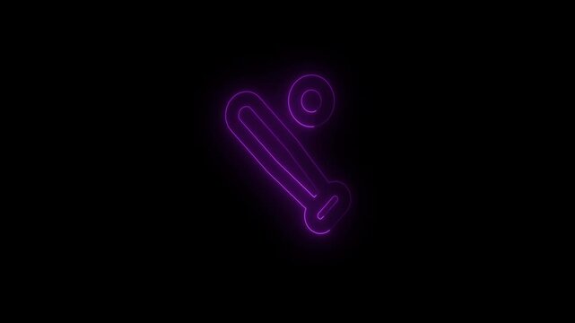 glowing neon Baseball and bat frame icon isolated on black background. neon baseball softball sport icon simple bat and ball template. crossed bats and baseball icon. 4k 
