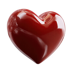 3D like heart glossy red isolated on transparent background.