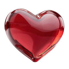 3D like heart glossy red isolated on transparent background.