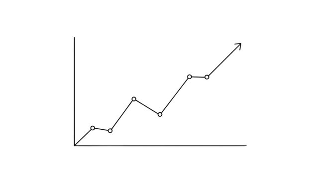 Simple Business Graph Icon Displayed on Presentation Board, Outline Style