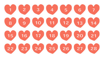 数字が切り抜かれたオレンジ色のハートイラスト