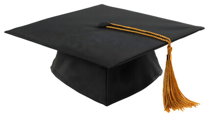 Graduate cap hat with tassel isolated in high resolution png style with clean transparent background feel, crisp cutout ideal for education designs, graduation invitations, stickers, posters.
