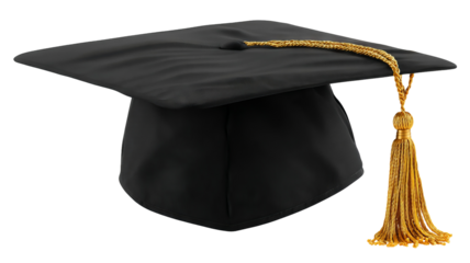 Graduate cap hat with tassel isolated in high resolution png style with clean transparent background feel, crisp cutout ideal for education designs, graduation invitations, stickers, posters.